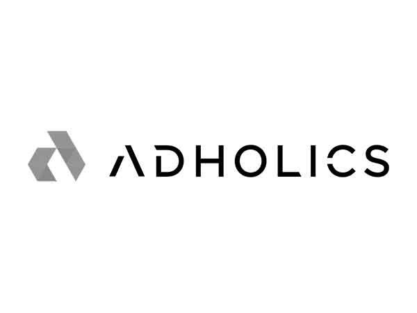 Adholics logo on a white background.