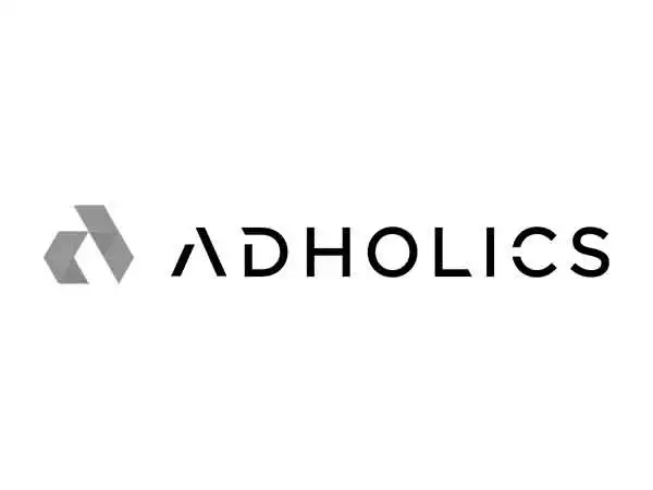 Adholics logo on a white background.