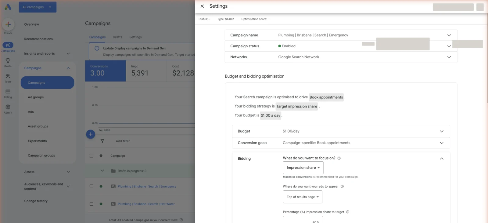 Choosing the bid strategy. Smart Bidding needs clean conversion data before it can do anything useful.